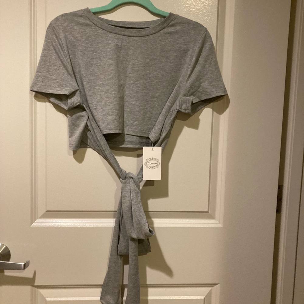NWT Cropped wrap around Tshirt